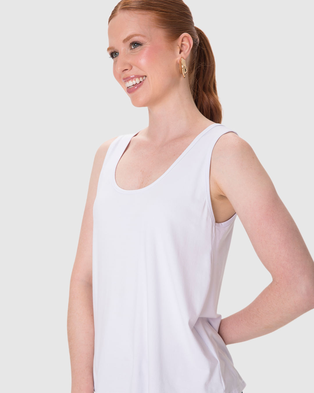 Regata Básica Feminina Evasê Em Malha Viscose Stretch - Imagem 13