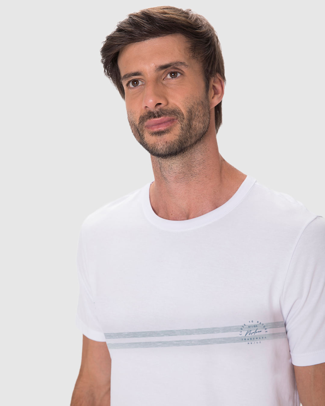 Camiseta Masculina Regular Estampa Listras Frontais Em Algodão - Imagem 3