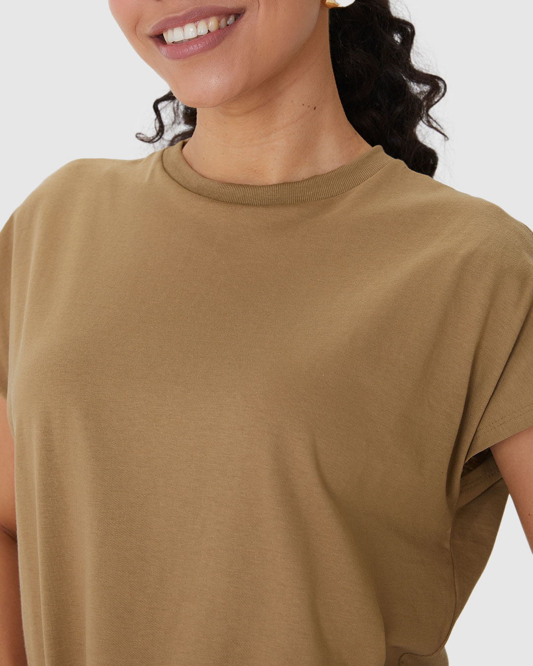 Blusa Básica Feminina Manga Curta Sem Cavas Em Malha Algodão Comfy - Imagem 18