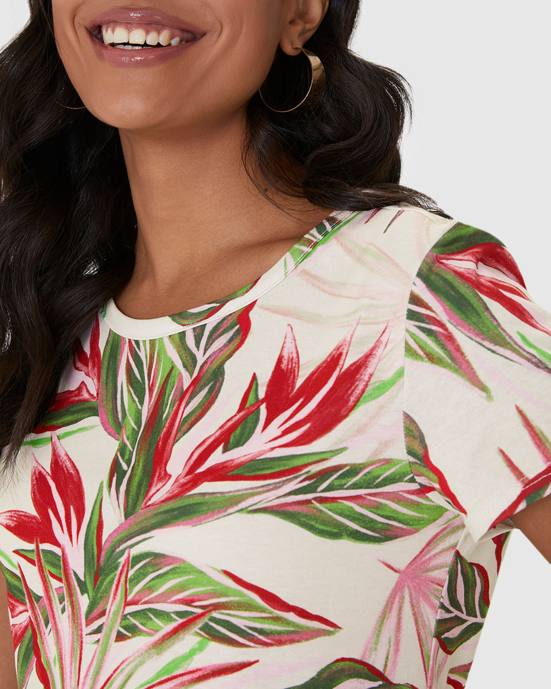 Blusa Feminina Decote Redondo Estampada Em Algodão - Imagem 28