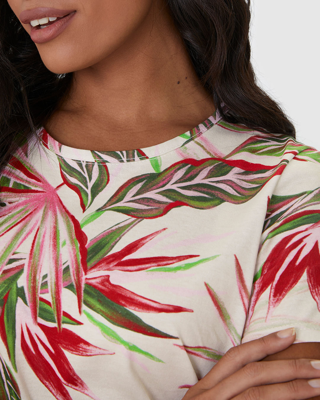 Vestido Feminino Estampado Com Decote Redondo Em Algodão - Imagem 3