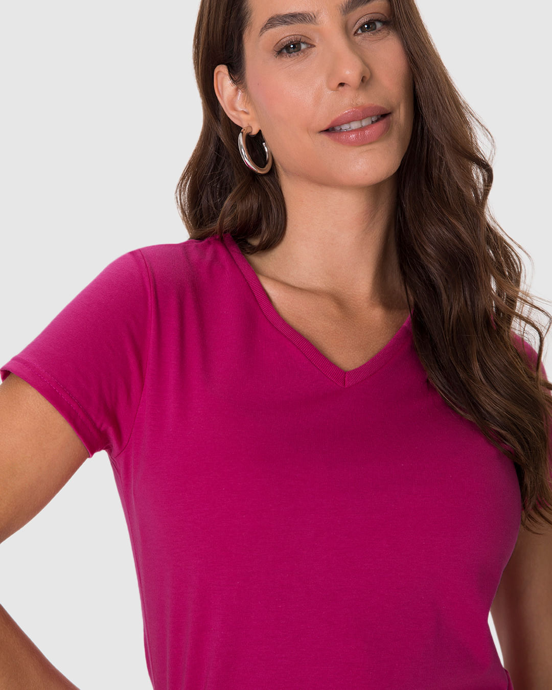 Blusa Básica Feminina Decote V Em Algodão - Imagem 23