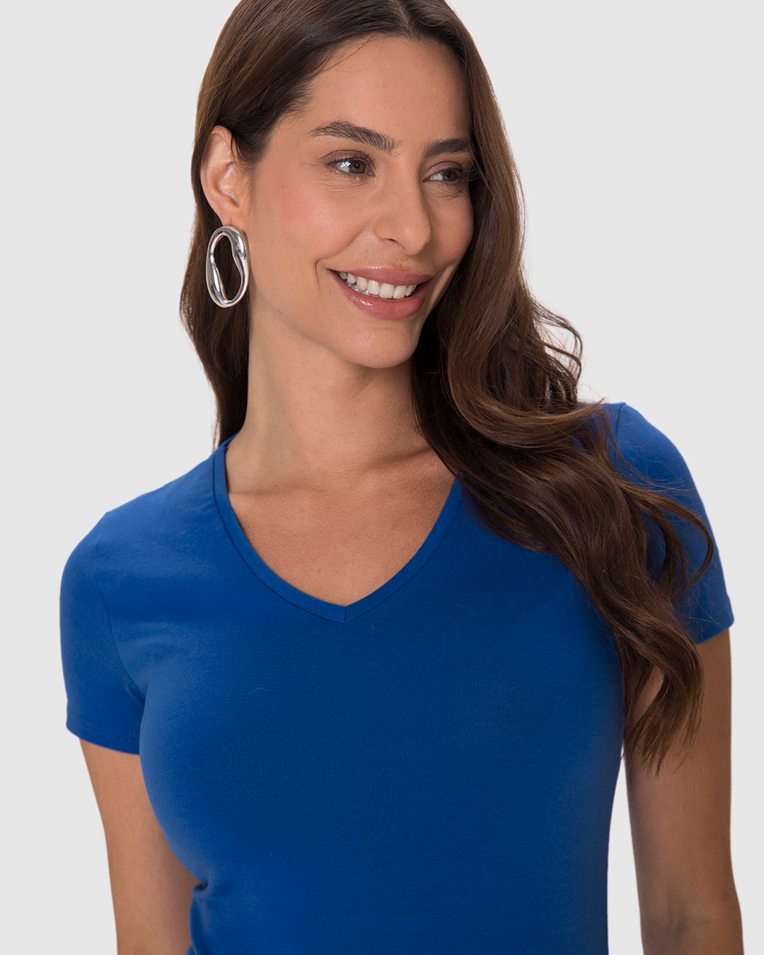 Blusa Básica Feminina Decote V Em Algodão - Imagem 23