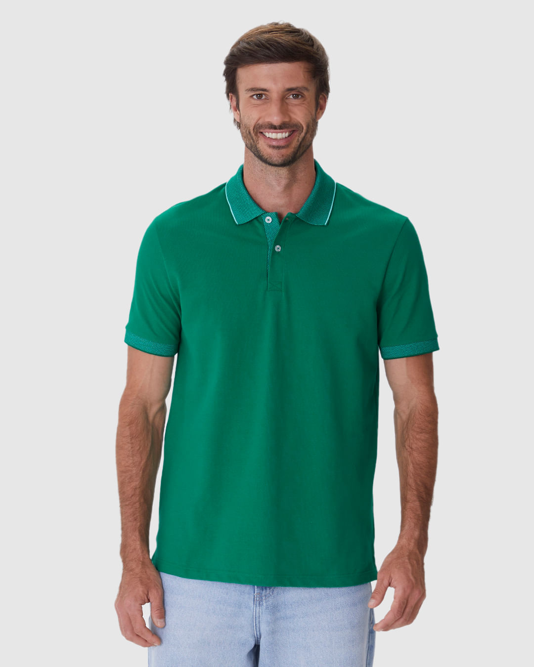 Camisa Polo Masculina Regular Detalhes Retilínea Em Piquet Premium - Imagem 28