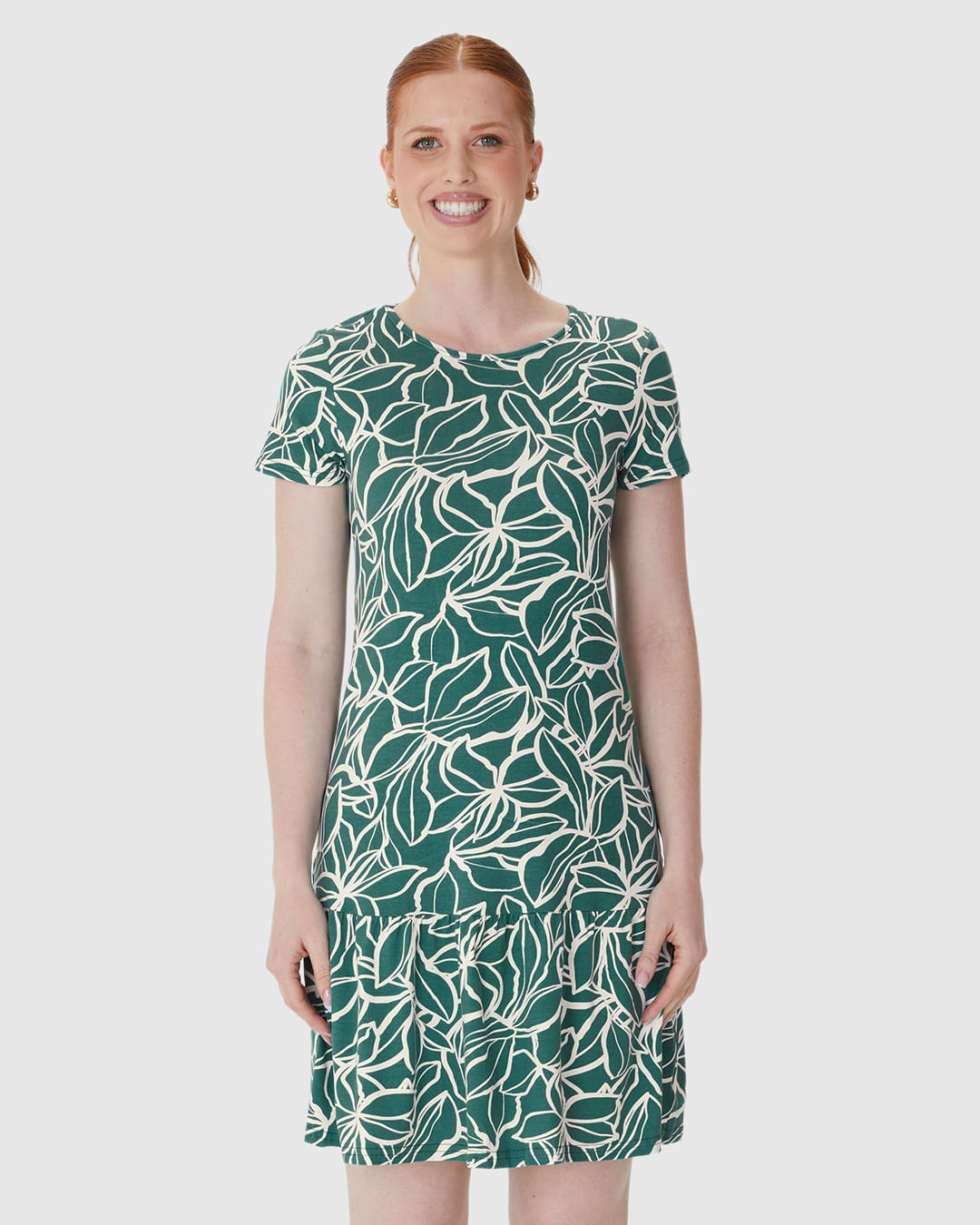 Vestido Feminino Evasê Estampado Barra Franzida Em Viscose Stretch - Imagem 28