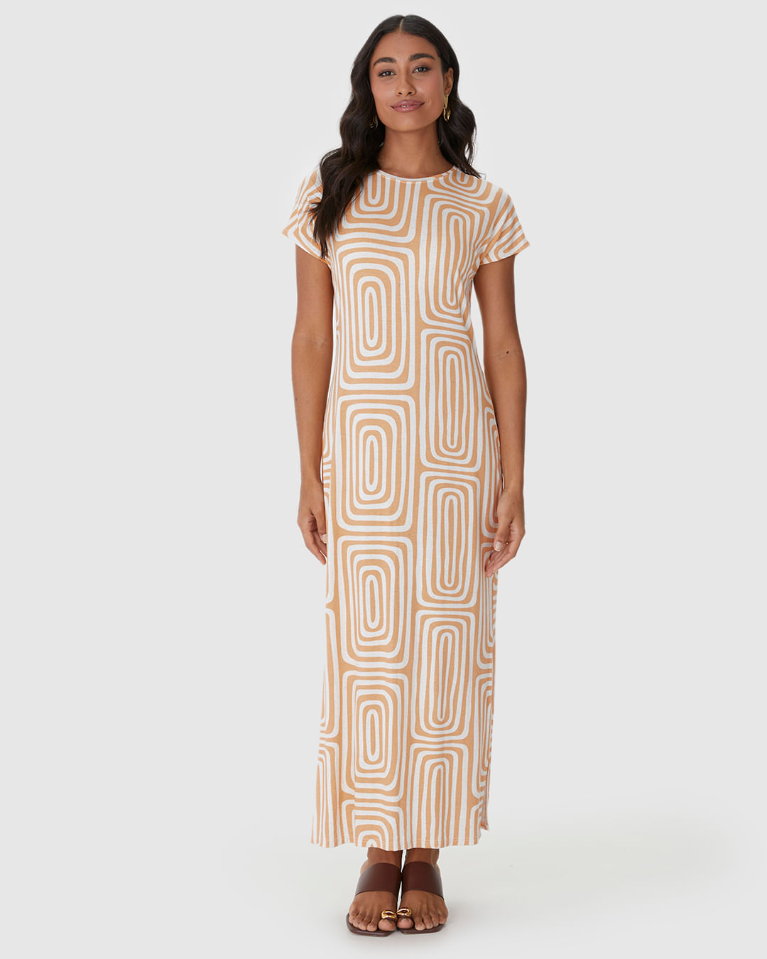 Vestido Midi Feminino Fenda Lateral Em Malha Viscolinho Stretch - Imagem 16
