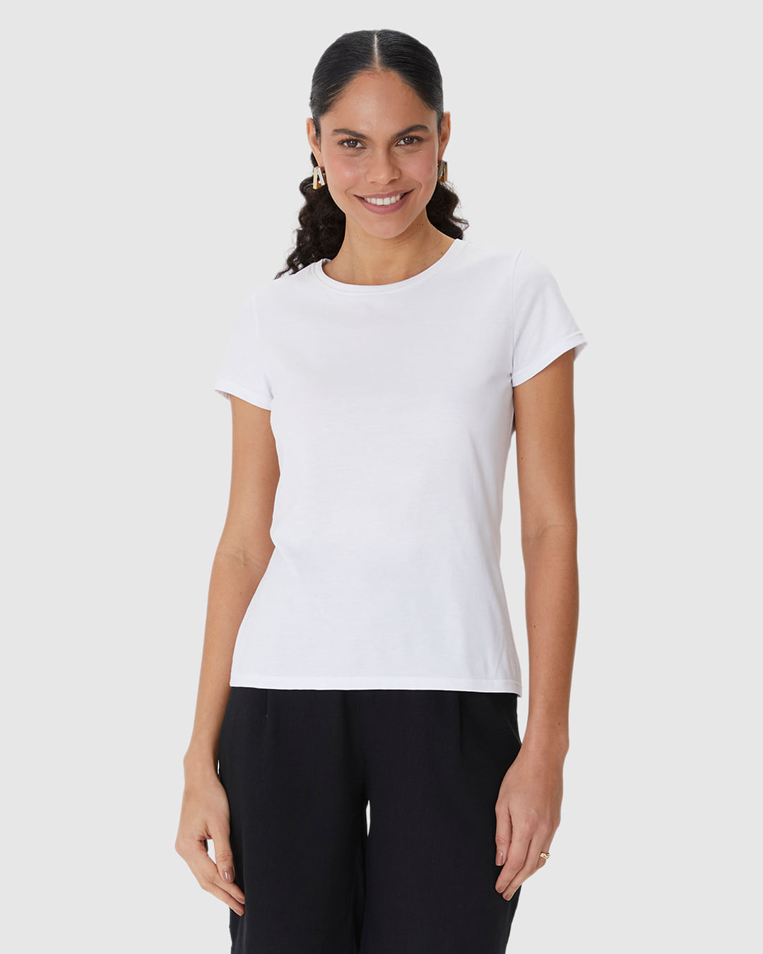 Blusa Básica Feminina Baby Look Em Malha Algodão Pima - Imagem 29