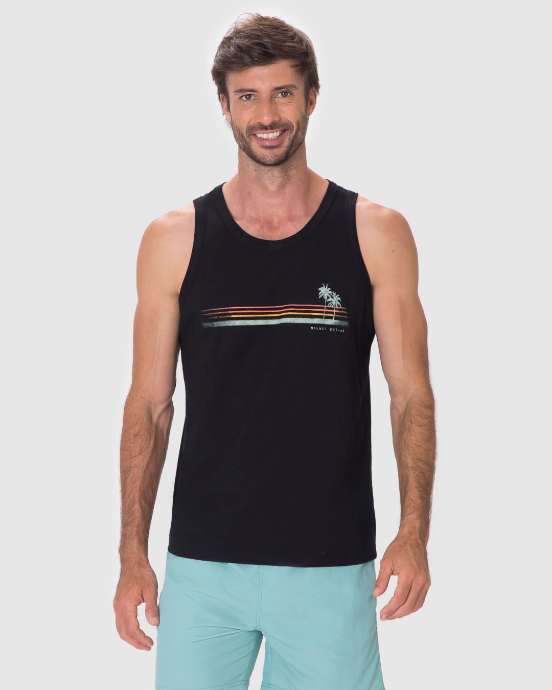 Regata Masculina Alça Estreita Com Estampa Em Algodão - Imagem 24