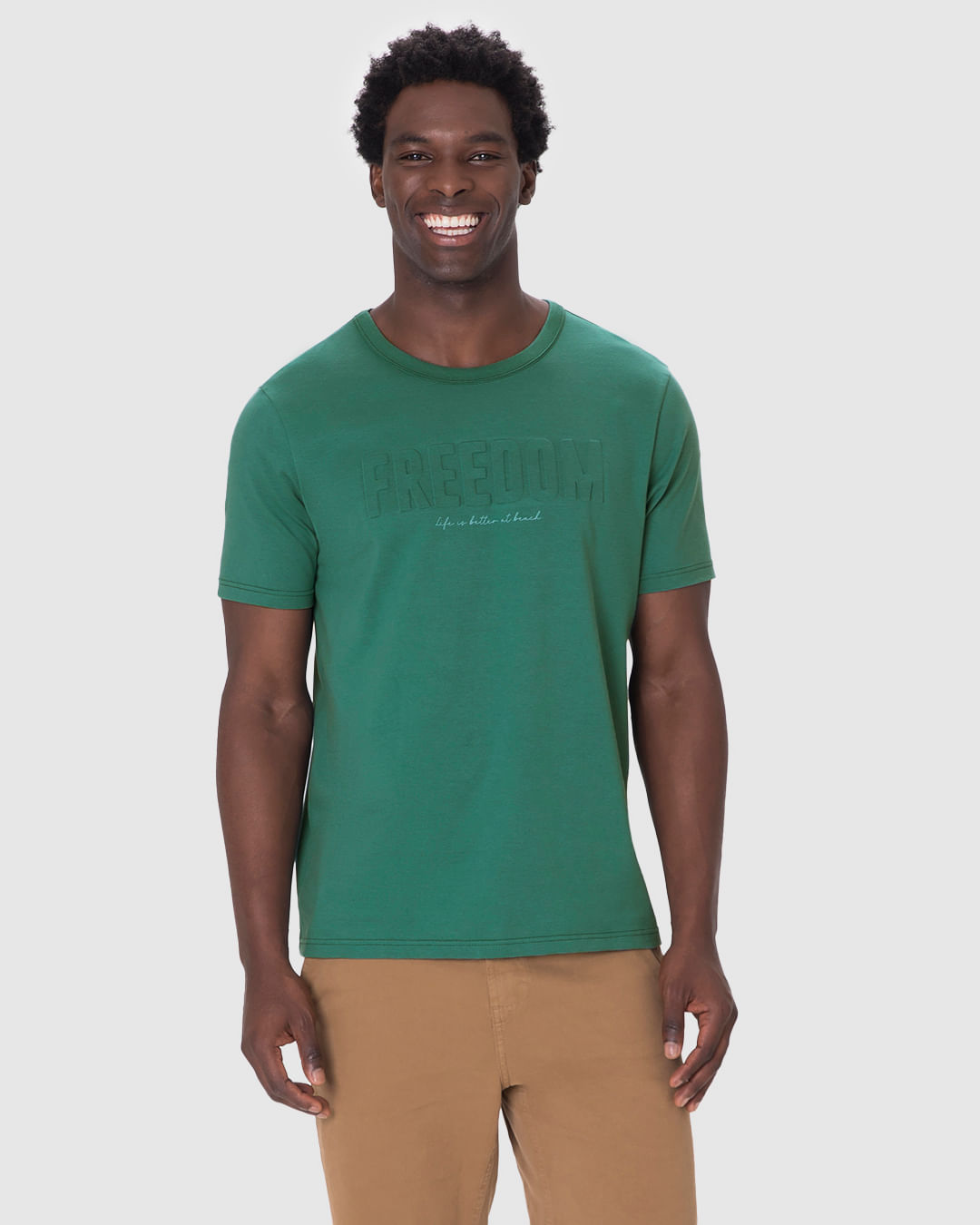 Camiseta Masculina Estampa Alto Relevo Freedom Em Algodão - Imagem 24