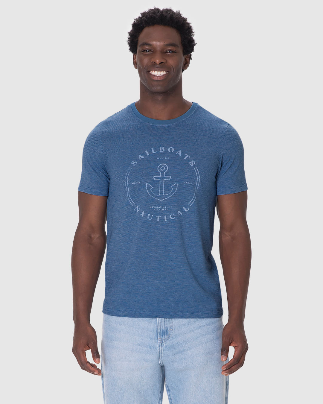Camiseta Masculina Slim Sailboats Nautical Em Malha Fio A Fio - Imagem 14