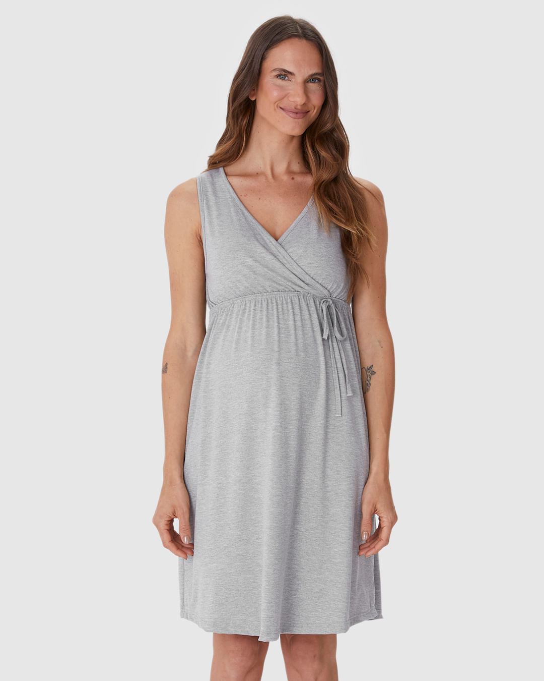 Camisola Feminina Slim Gestante Laço Decorativo Em Viscose Stretch - Imagem 9