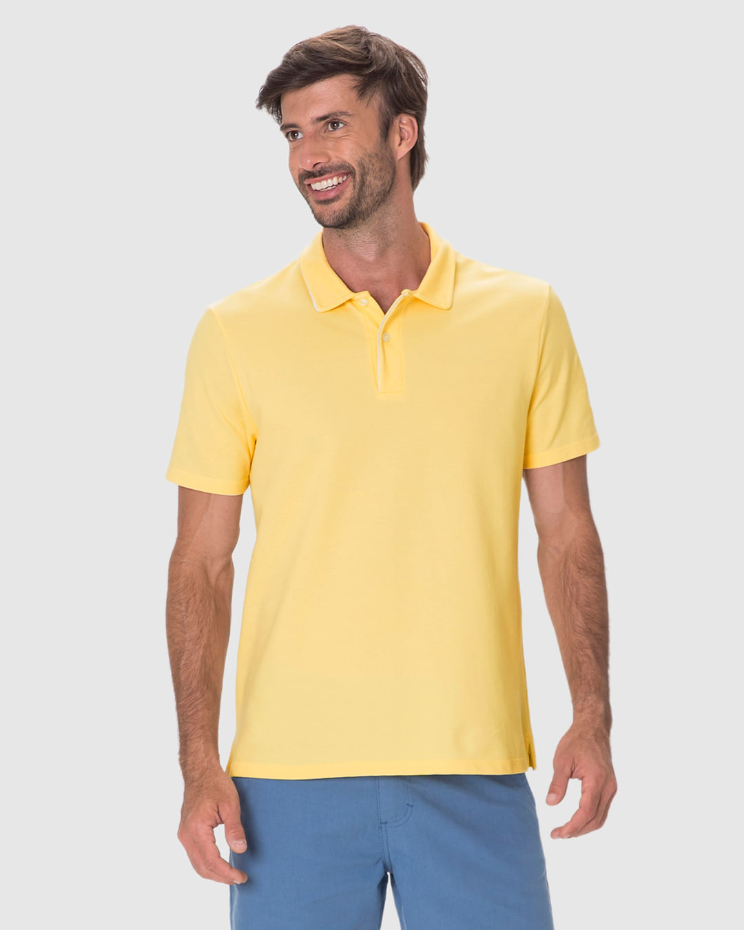 Camisa Polo Masculina Abertura Barra Lateral Em Piquet Premium - Imagem 4