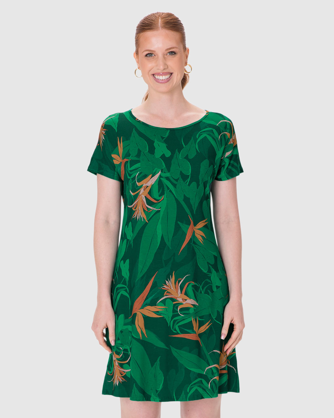 Vestido Feminino Evasê Manga Curta Estampa Digital Em Viscose Stretch - Imagem 19