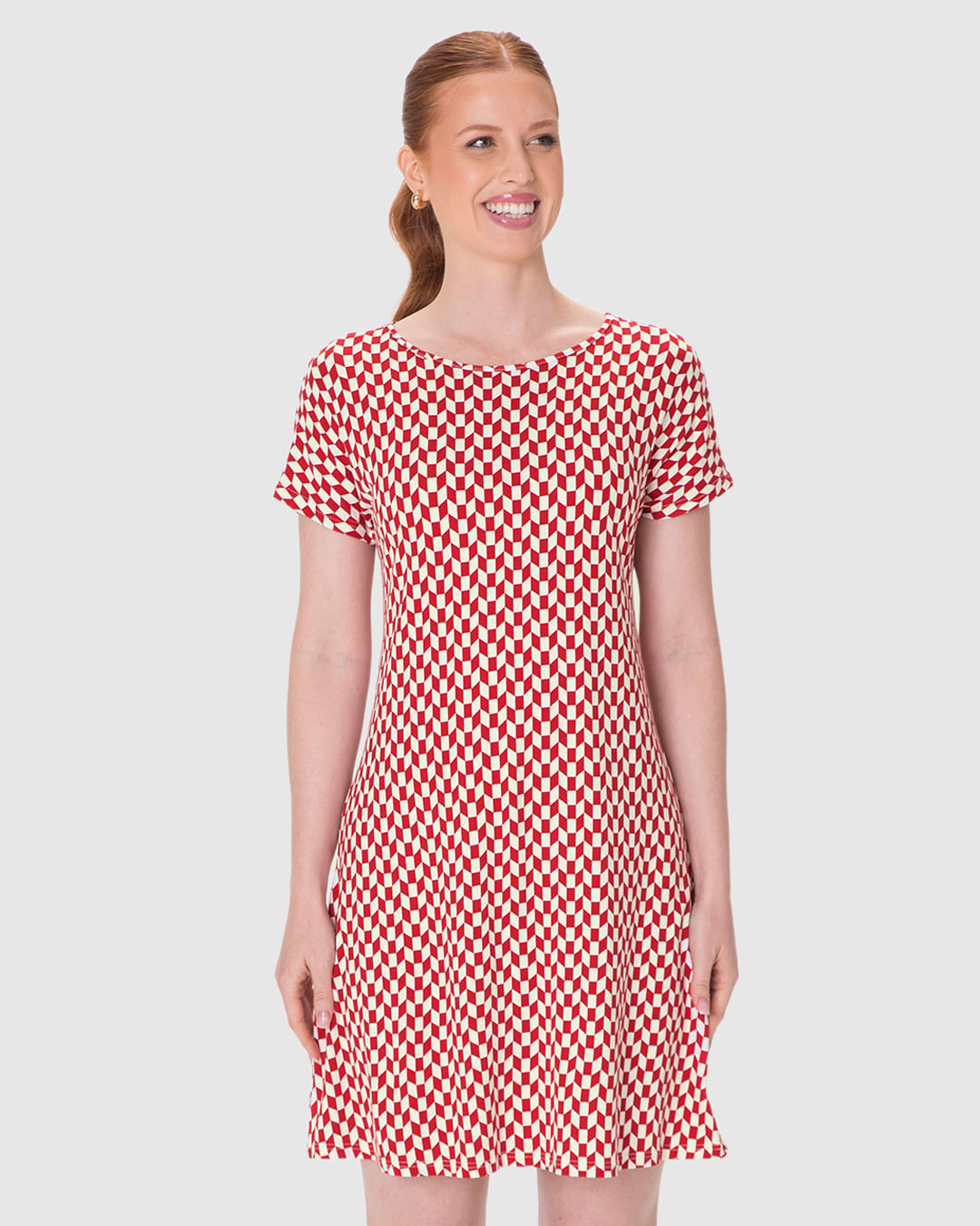 Vestido Feminino Evasê Manga Curta Estampa Digital Em Viscose Stretch - Imagem 14