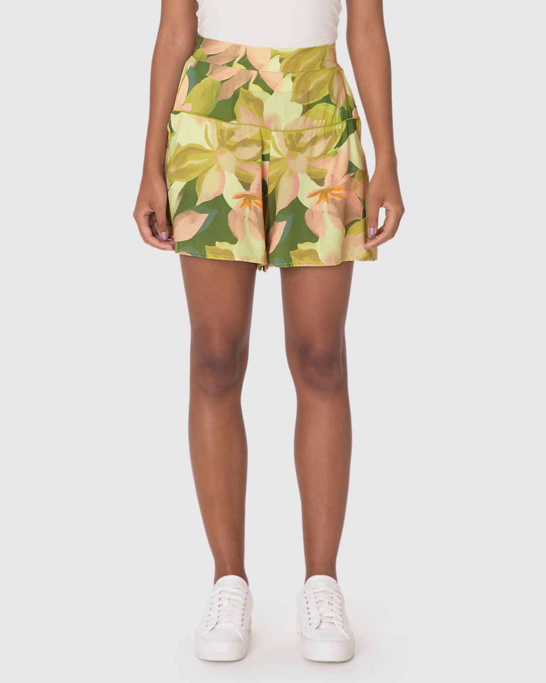 Shorts Feminino Evasê Pala Estampado Em Viscose - Imagem 14