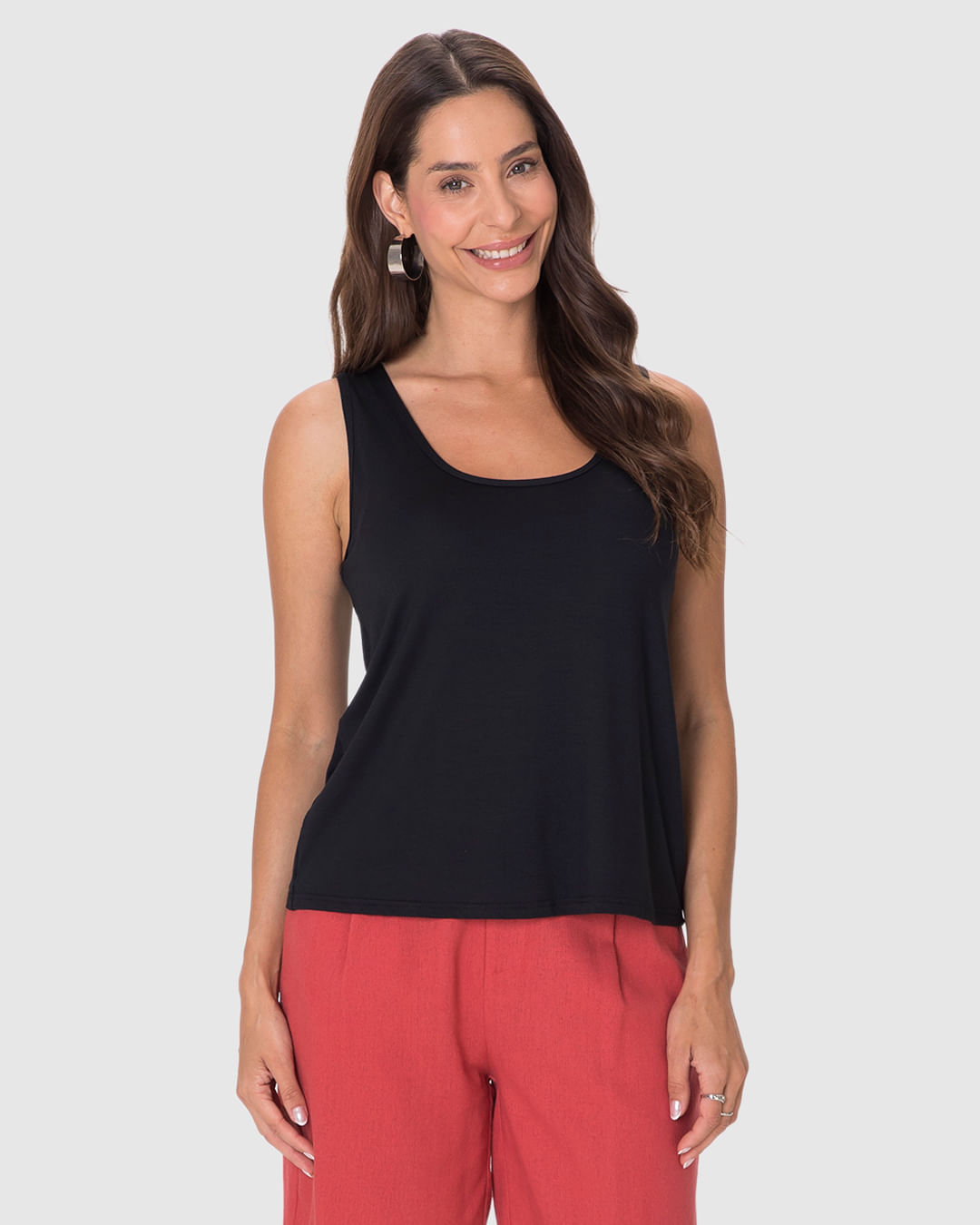 Regata Básica Feminina Evasê Em Malha Viscose Stretch - Imagem 24