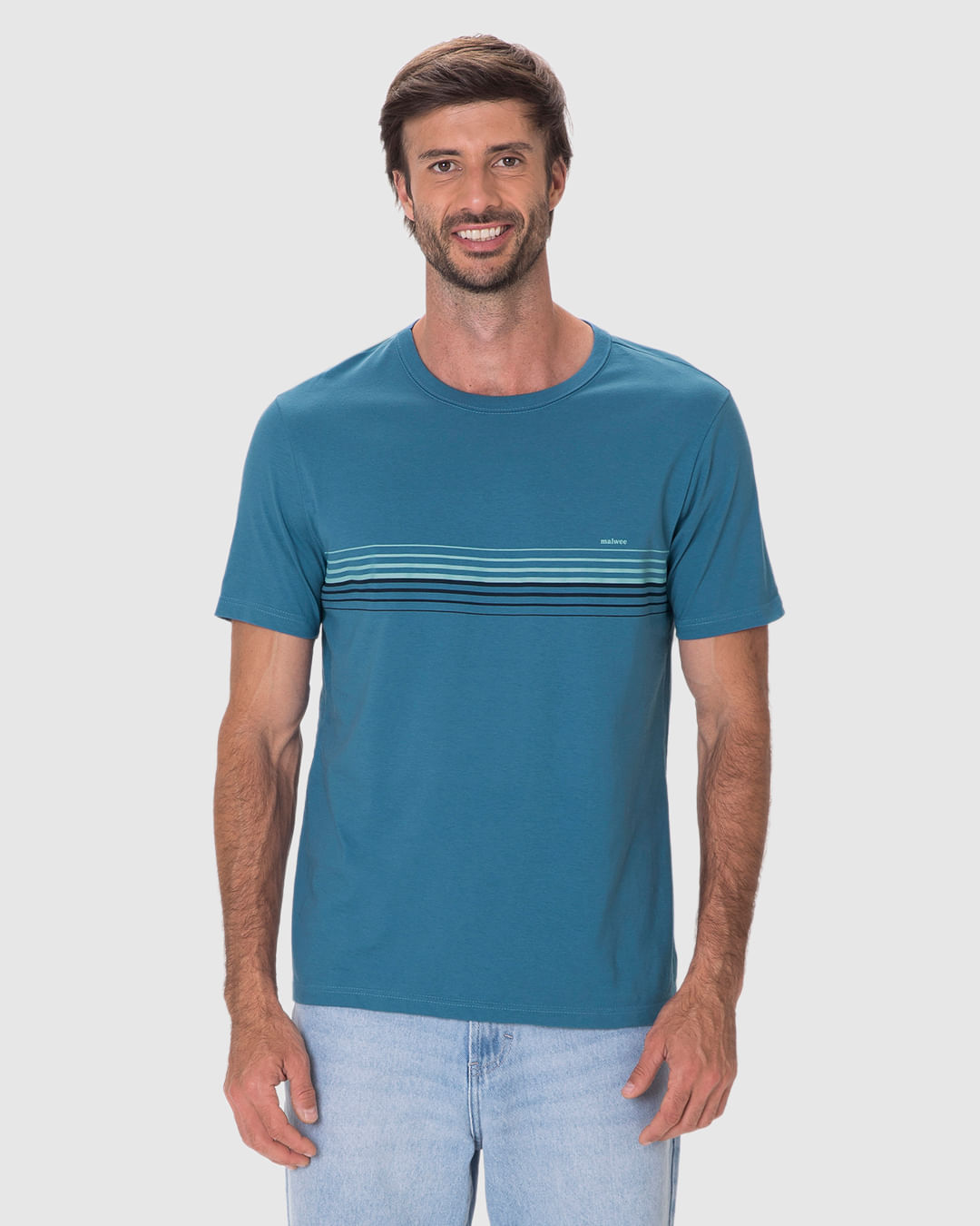 Camiseta Masculina Regular Estampa Listras Frontais Em Algodão - Imagem 9