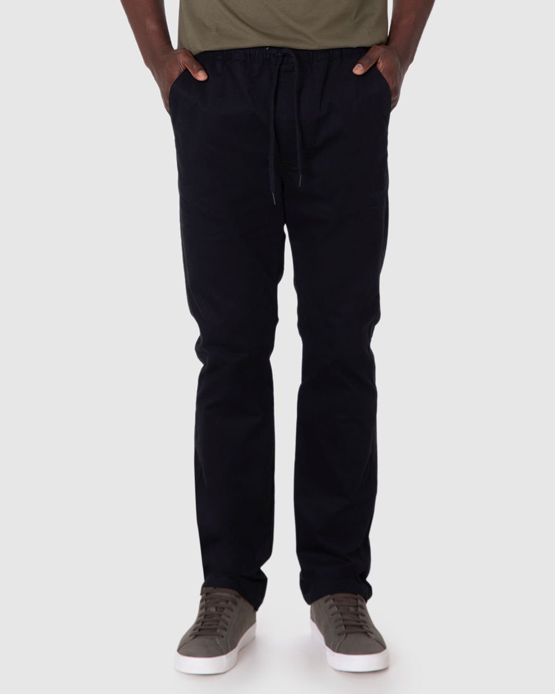 Calça Masculina Jogger Cintura Média Cós Elástico Em Sarja Com Elastano - Imagem 29