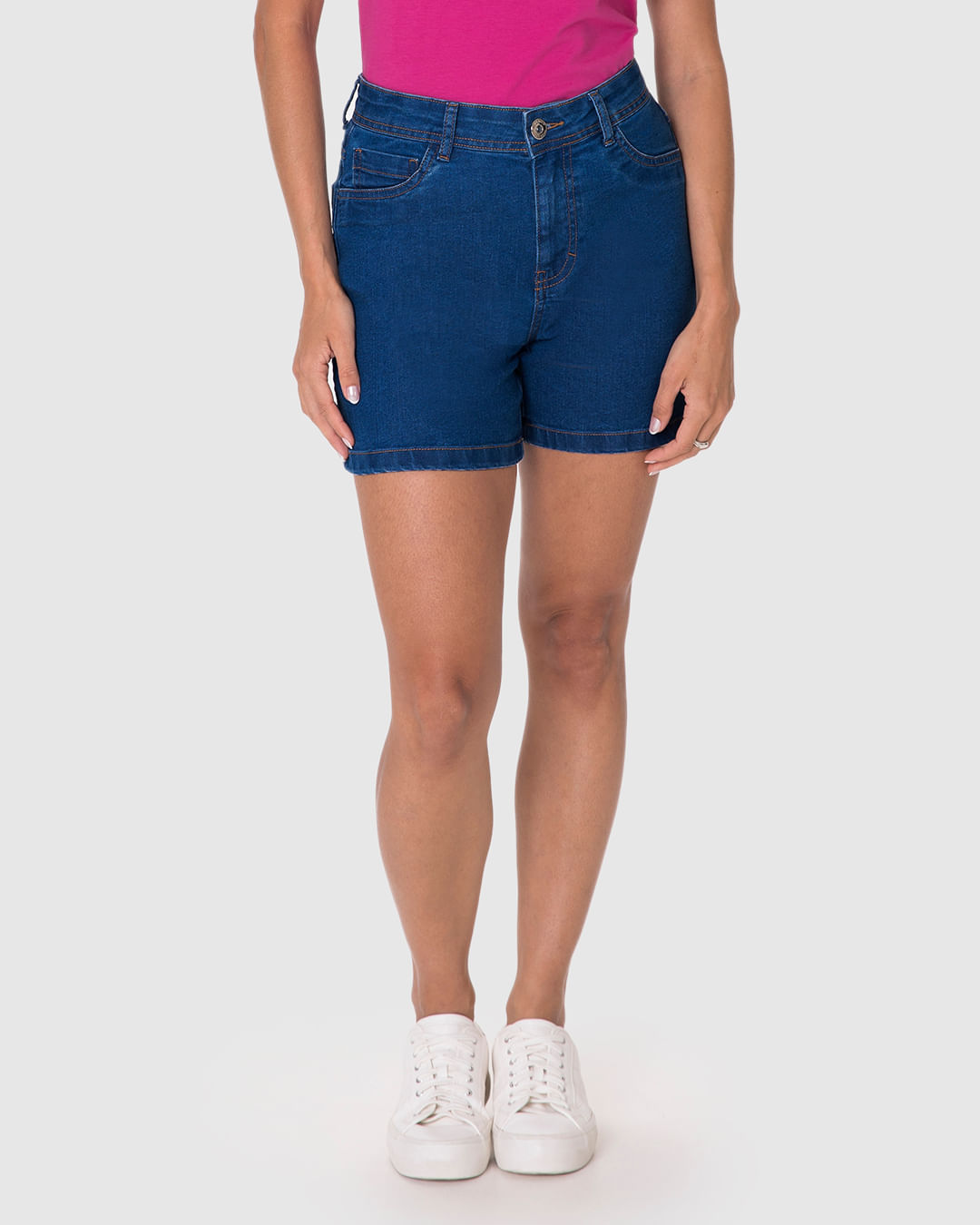 Shorts Feminino Comfort Bolso Funcional Etiqueta Decorativa Em Jeans Stretch - Imagem 29