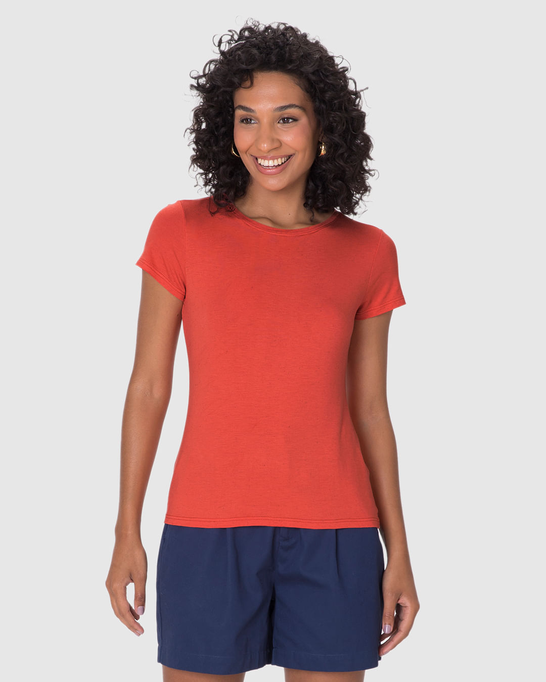 Blusa Básica Feminina Manga Curta Em Malha Viscolinho Stretch - Imagem 19