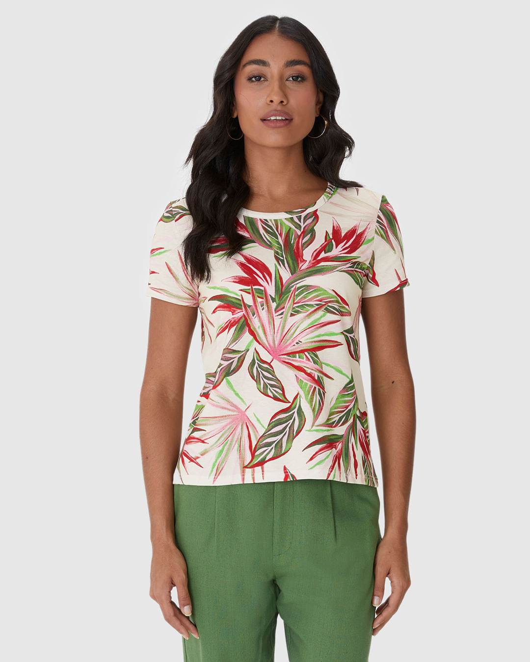 Blusa Feminina Decote Redondo Estampada Em Algodão - Imagem 24