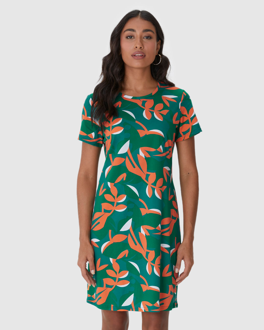 Vestido Feminino Estampado Com Decote Redondo Em Algodão - Imagem 24