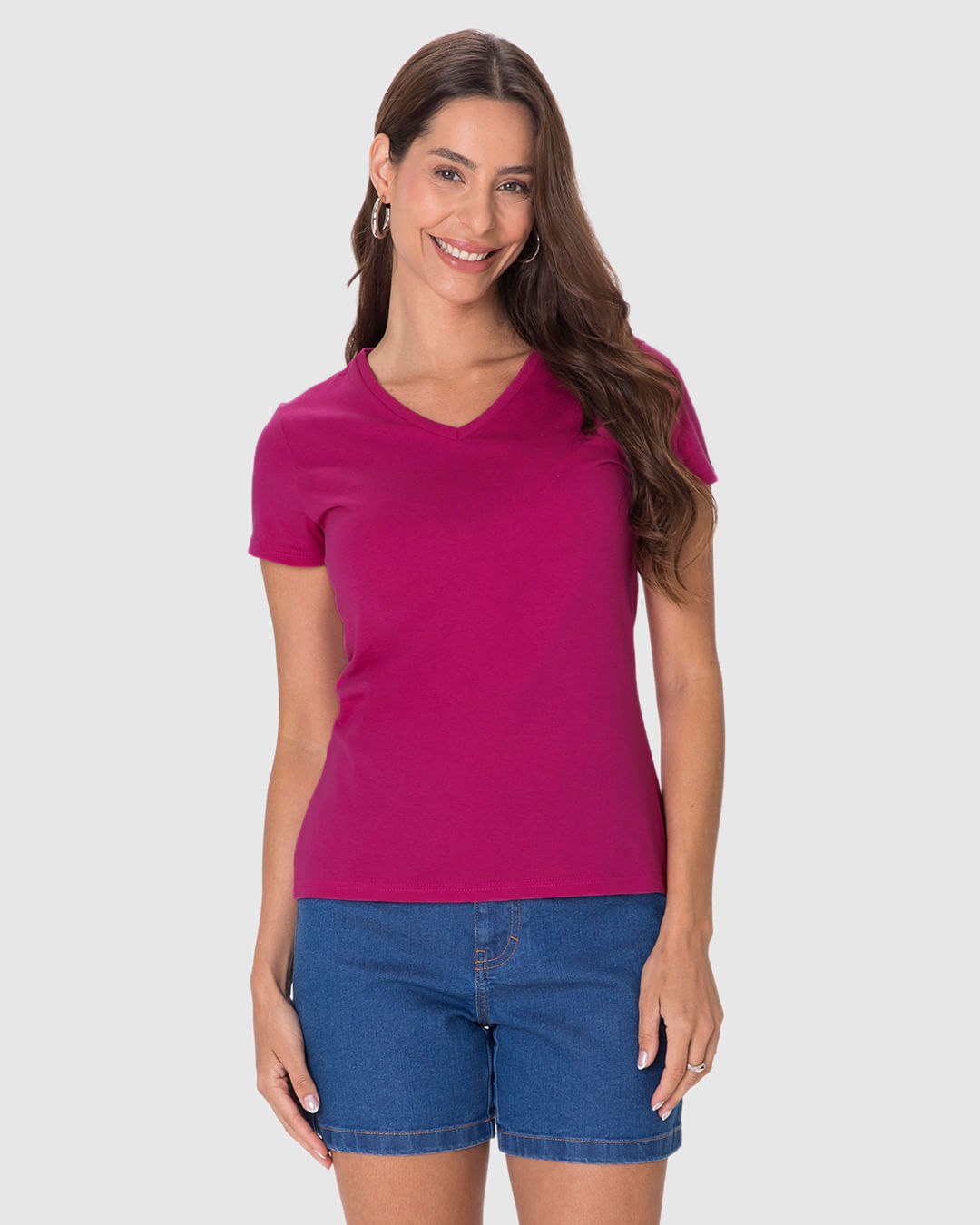 Blusa Básica Feminina Decote V Em Algodão - Imagem 29