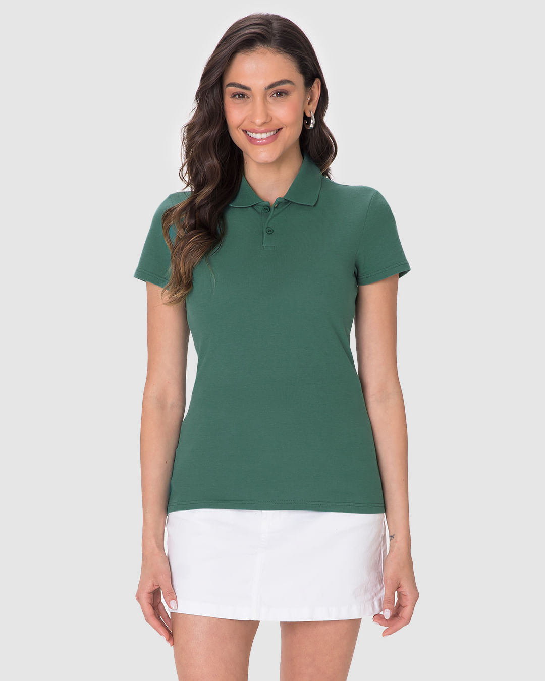 Blusa Polo Básica Feminina Com Peitilho Em Piquet Stretch - Imagem 4