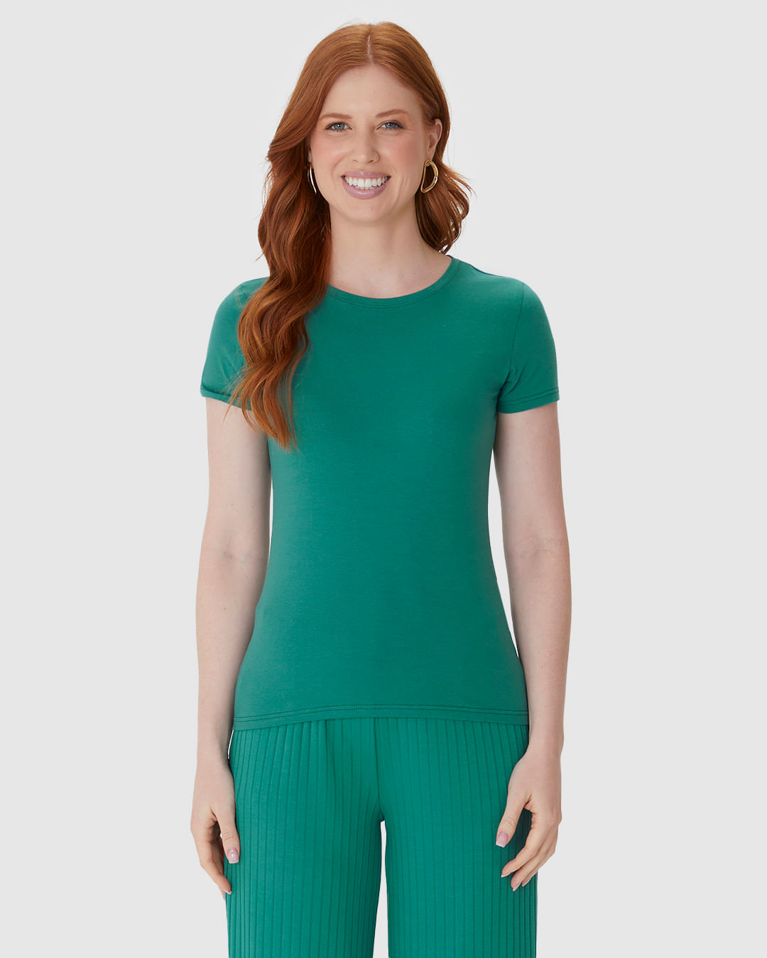 Blusa Básica Feminina Decote Redondo Em Algodão - Imagem 29