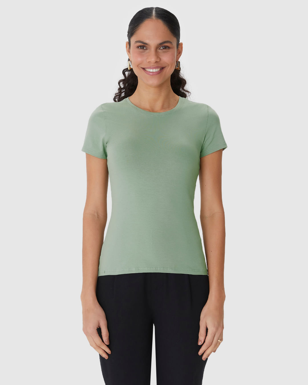 Blusa Básica Feminina Decote Redondo Em Algodão - Imagem 24