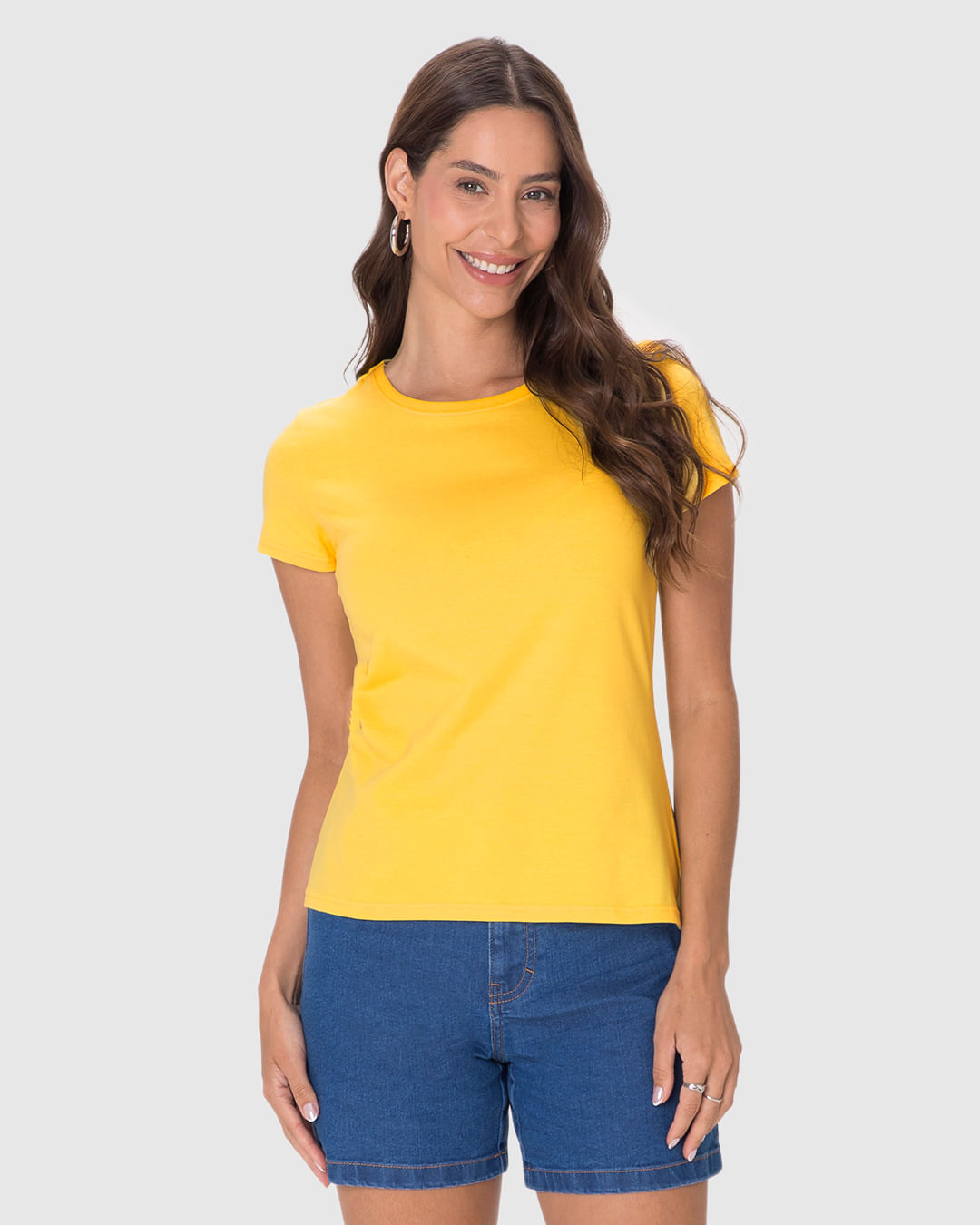 Blusa Básica Feminina Baby Look Em Algodão - Imagem 9