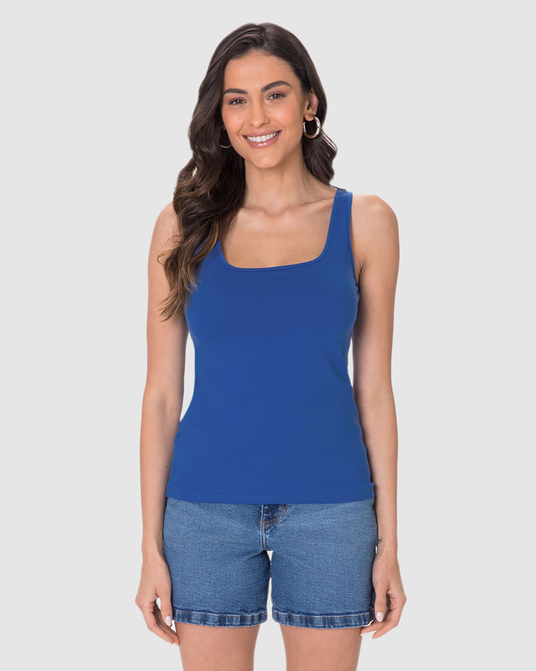 Regata Básica Feminina Alça Média Em Algodão - Imagem 9