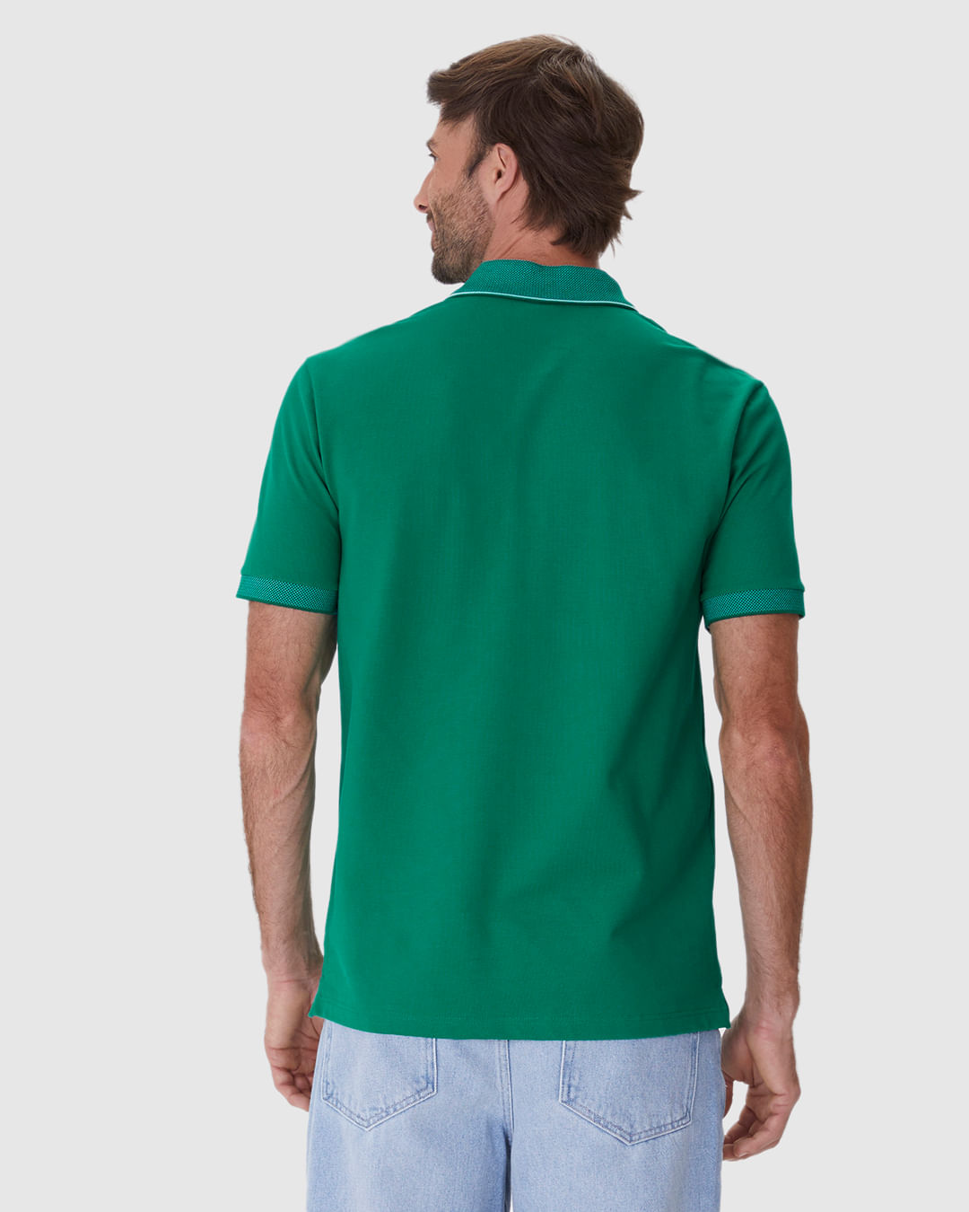 Camisa Polo Masculina Regular Detalhes Retilínea Em Piquet Premium - Imagem 29