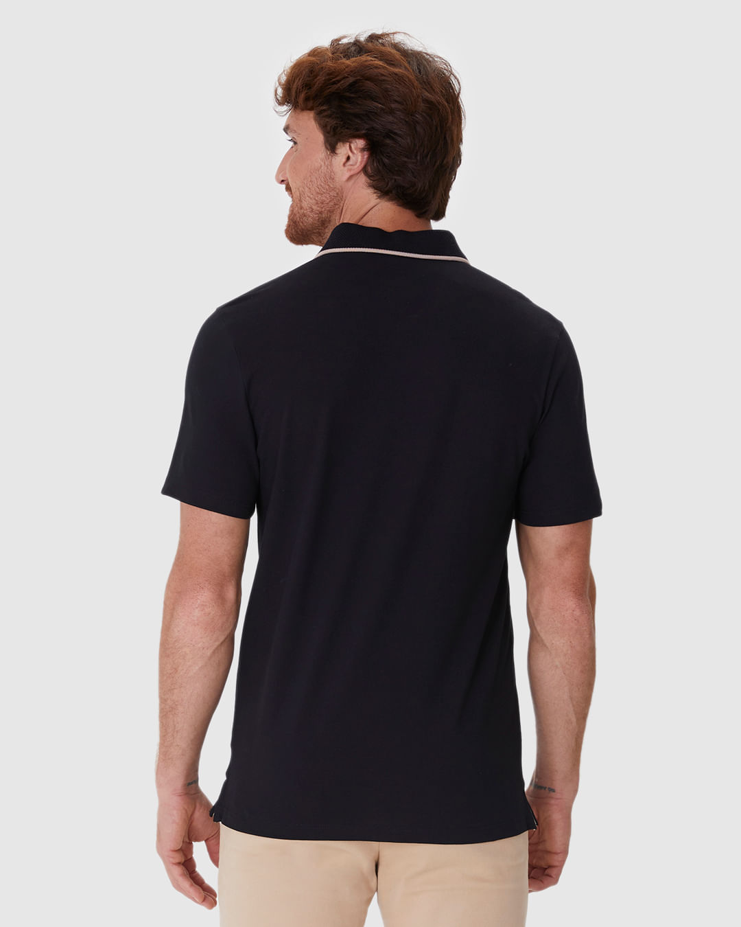 Camisa Polo Masculina Slim Peitilho Manga Curta Em Piquet Stretch - Imagem 17