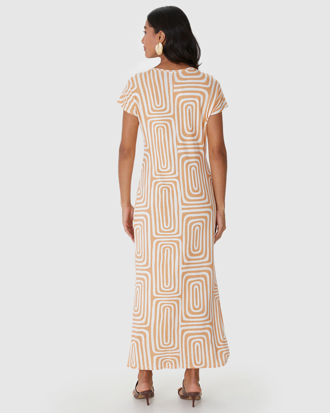 Vestido Midi Feminino Fenda Lateral Em Malha Viscolinho Stretch - Imagem 5