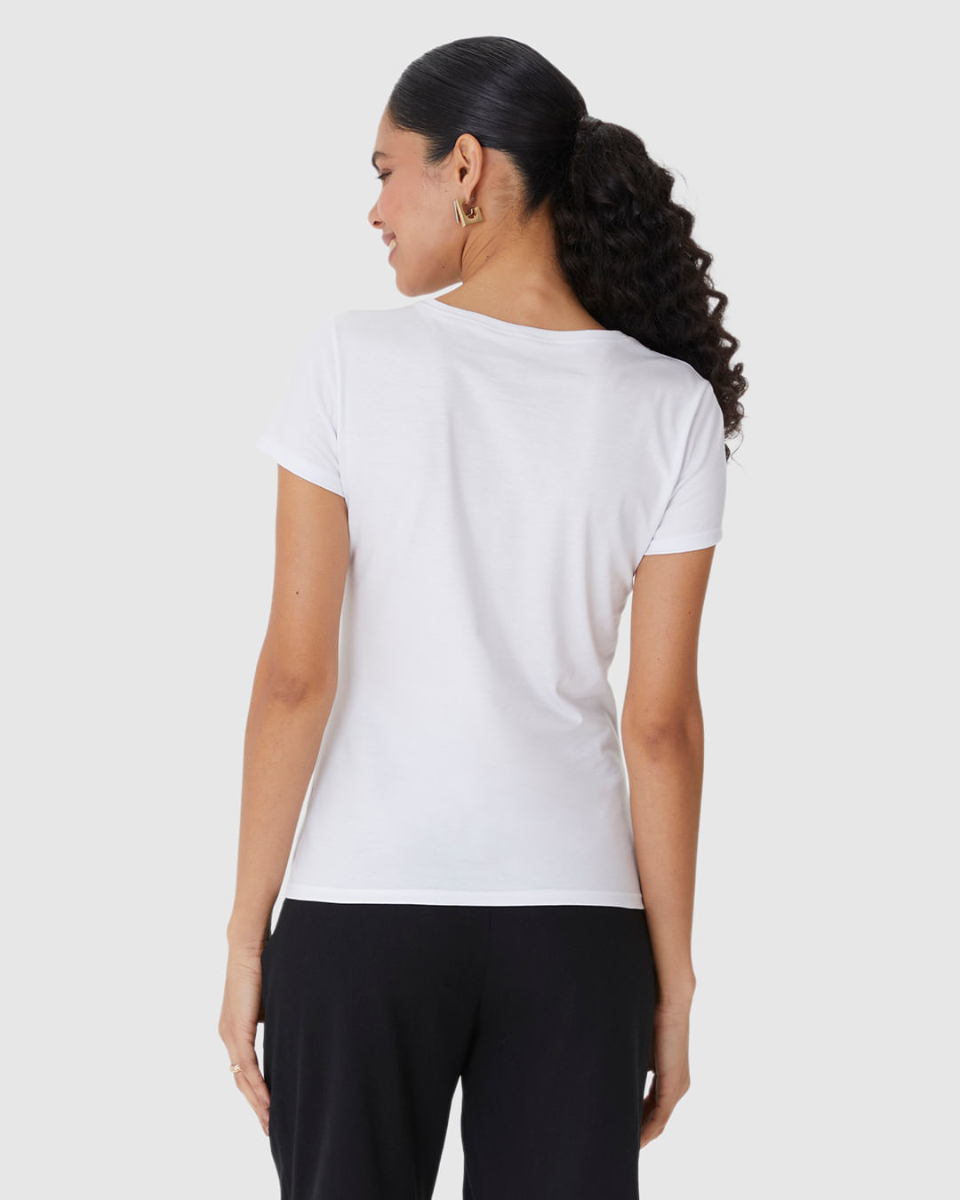 Blusa Básica Feminina Baby Look Em Malha Algodão Pima - Imagem 10