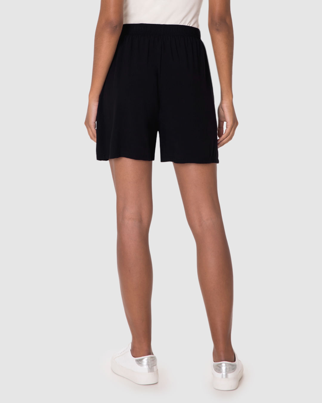 Shorts Alfaiataria Feminino Cós Elástico Bolso Faca Em Viscose - Imagem 10