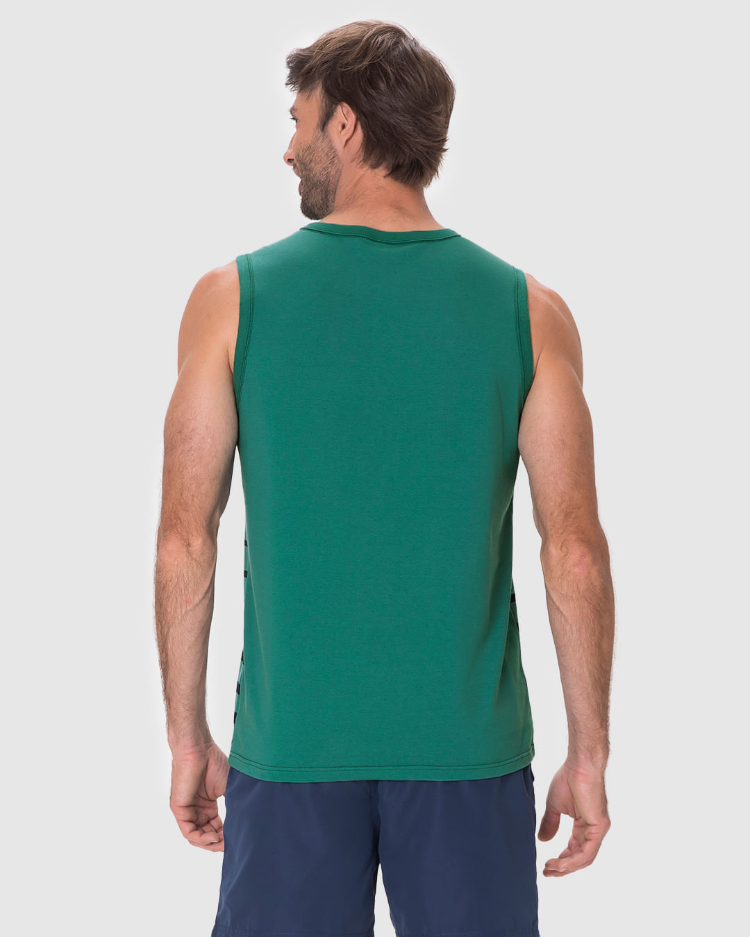 Regata Masculina Regular Estampa Frontal Listrada Em Algodão - Imagem 20