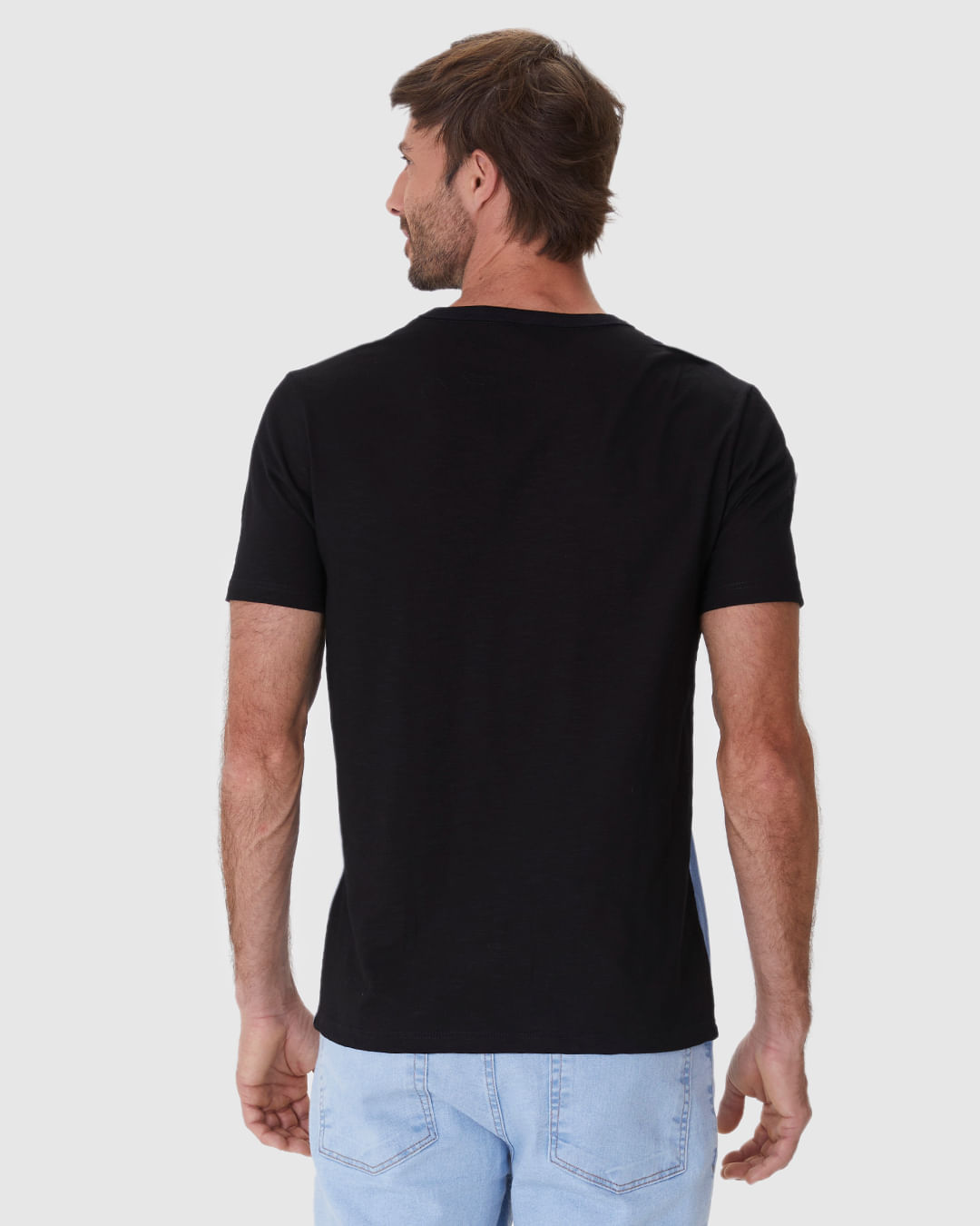 Camiseta Masculina Regular Detalhe Estampa Bicolor Em Malha Flamê - Imagem 10