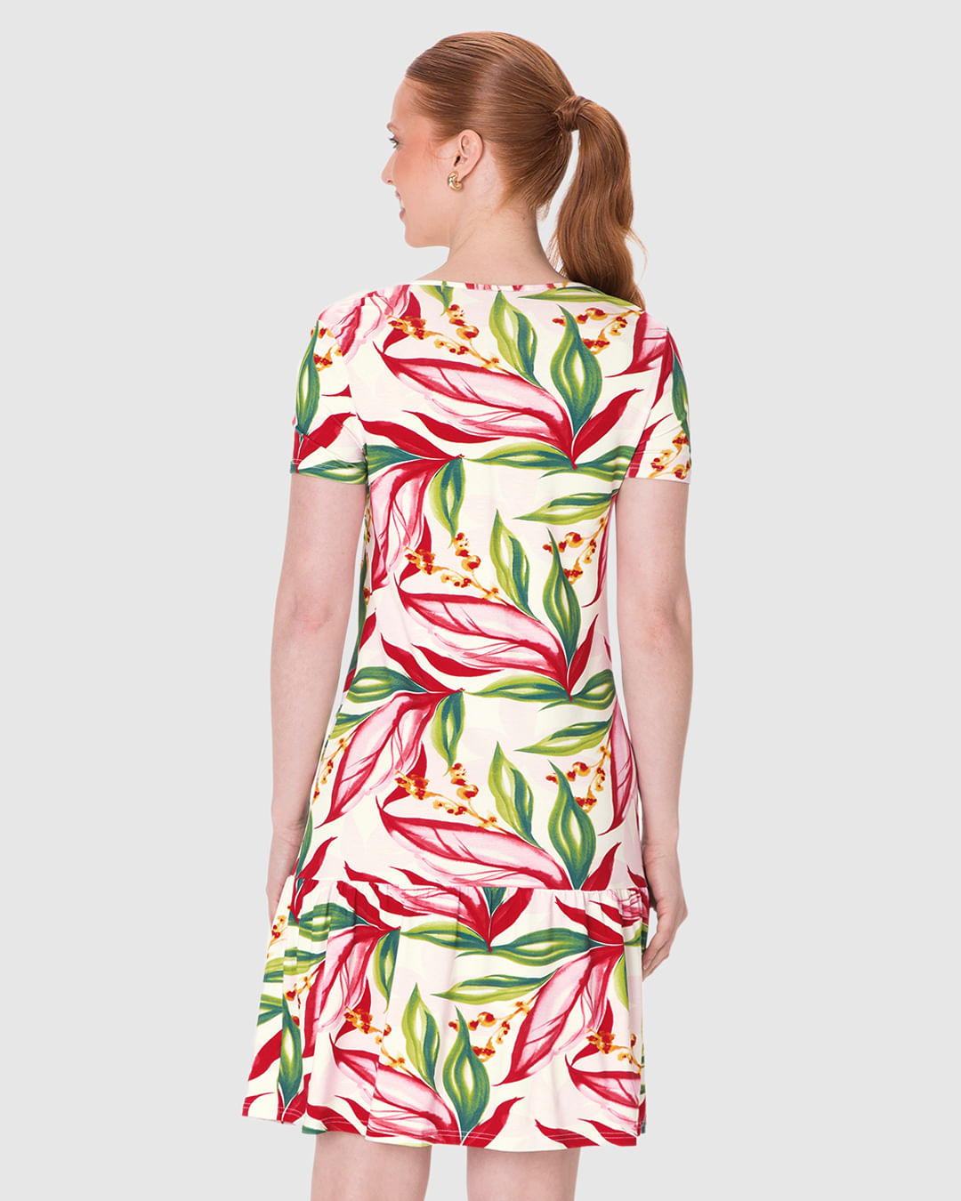 Vestido Feminino Evasê Estampado Barra Franzida Em Viscose Stretch - Imagem 25