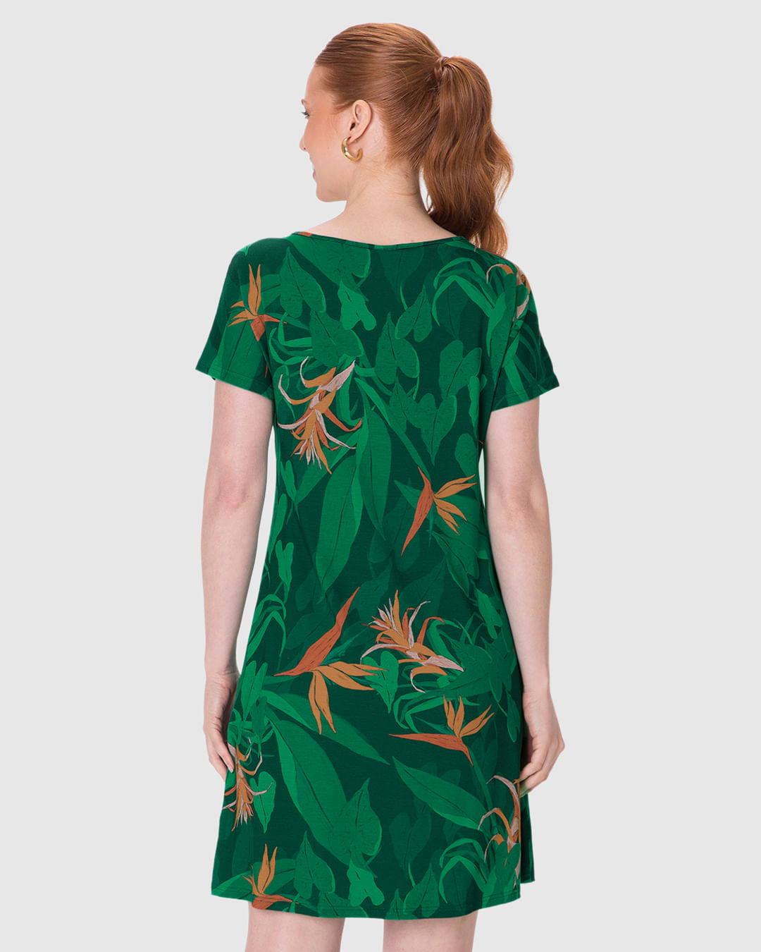 Vestido Feminino Evasê Manga Curta Estampa Digital Em Viscose Stretch - Imagem 15