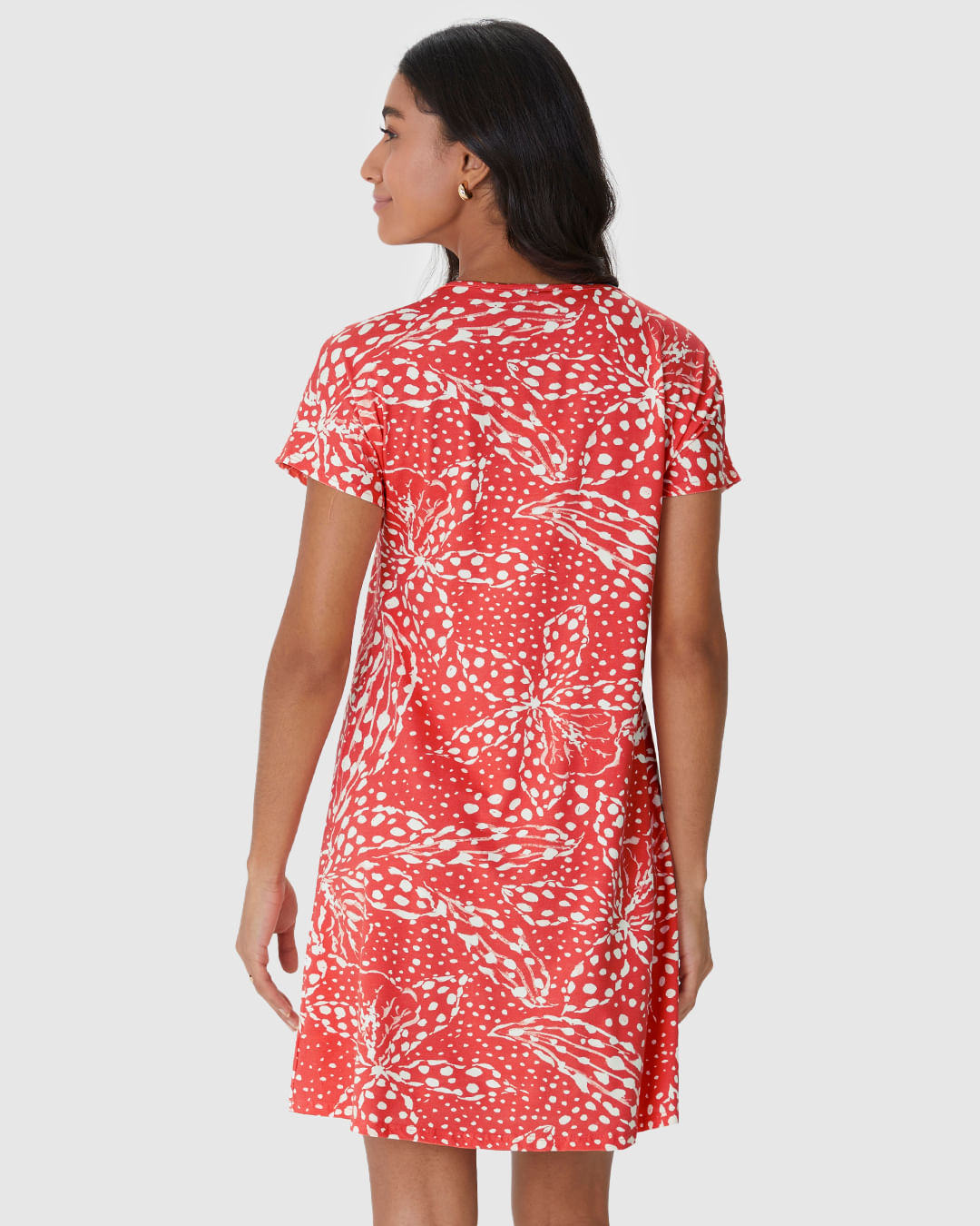 Vestido Feminino Evasê Manga Curta Estampa Digital Em Viscose Stretch - Imagem 20
