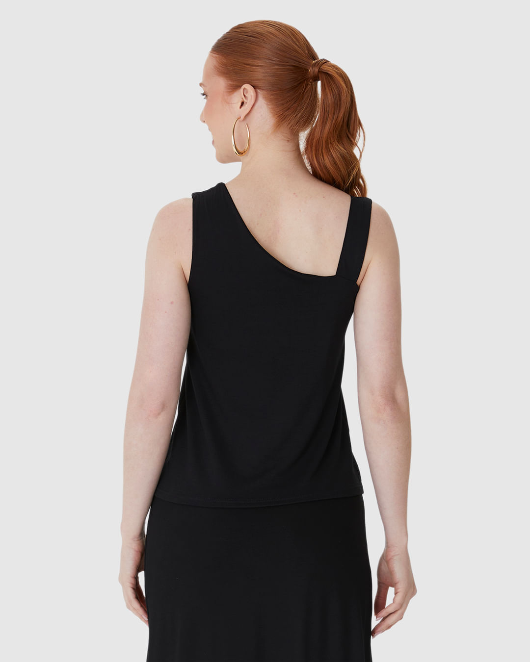 Blusa Feminina Assimétrica Alça Detalhe Com Argola Em Viscose Stretch - Imagem 5