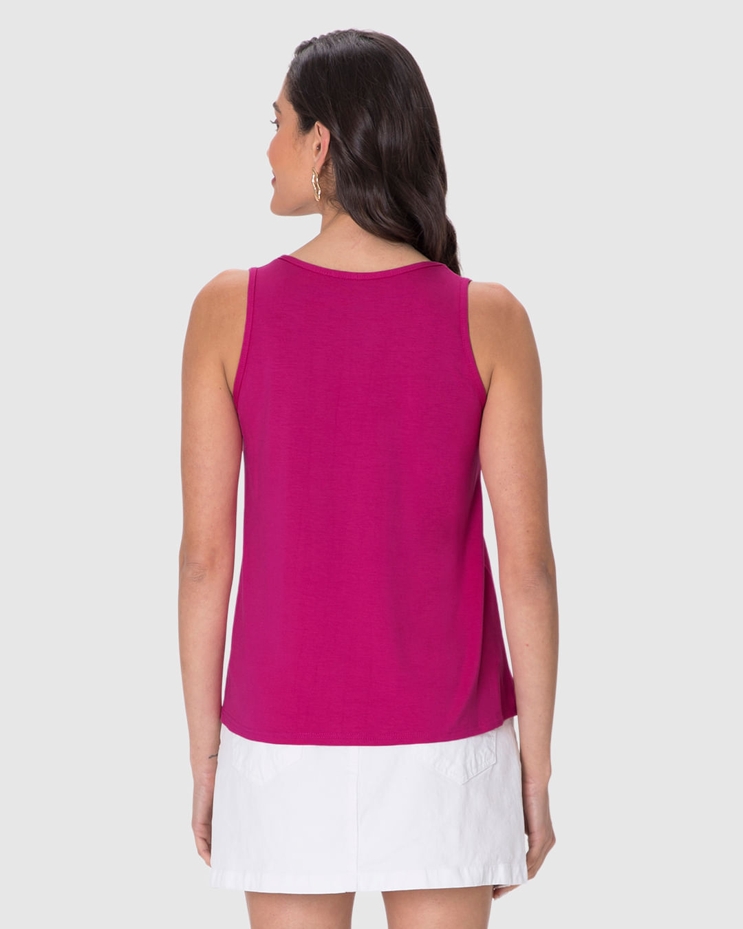 Regata Básica Feminina Evasê Em Malha Viscose Stretch - Imagem 20