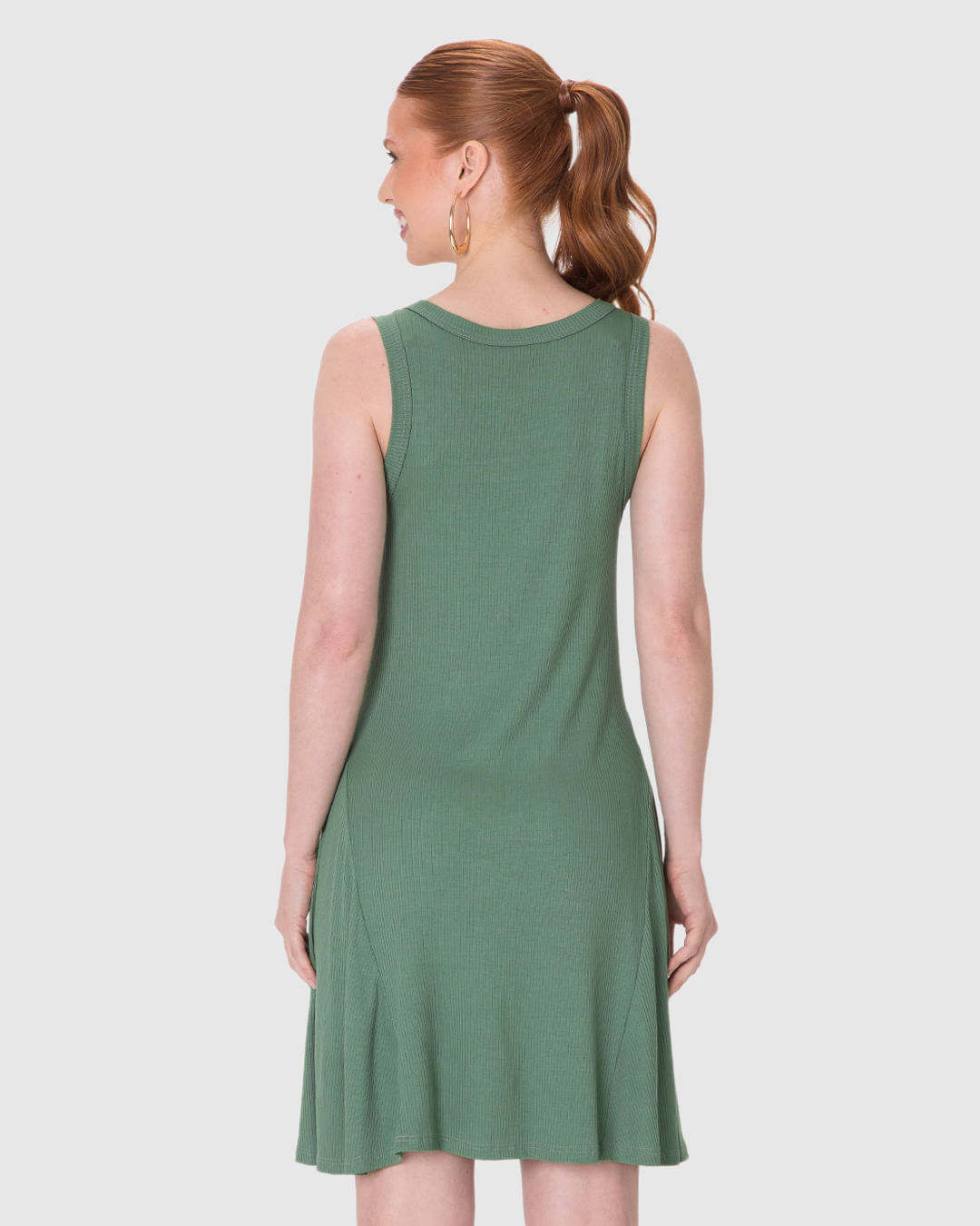 Vestido Feminino Evasê Sem Manga Em Malha Viscose Canelada - Imagem 25
