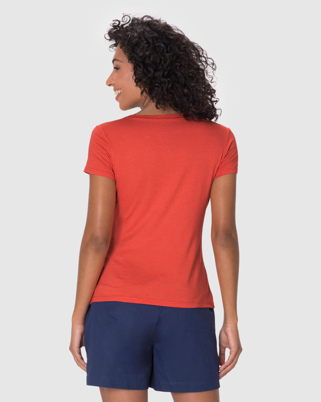 Blusa Básica Feminina Manga Curta Em Malha Viscolinho Stretch - Imagem 5