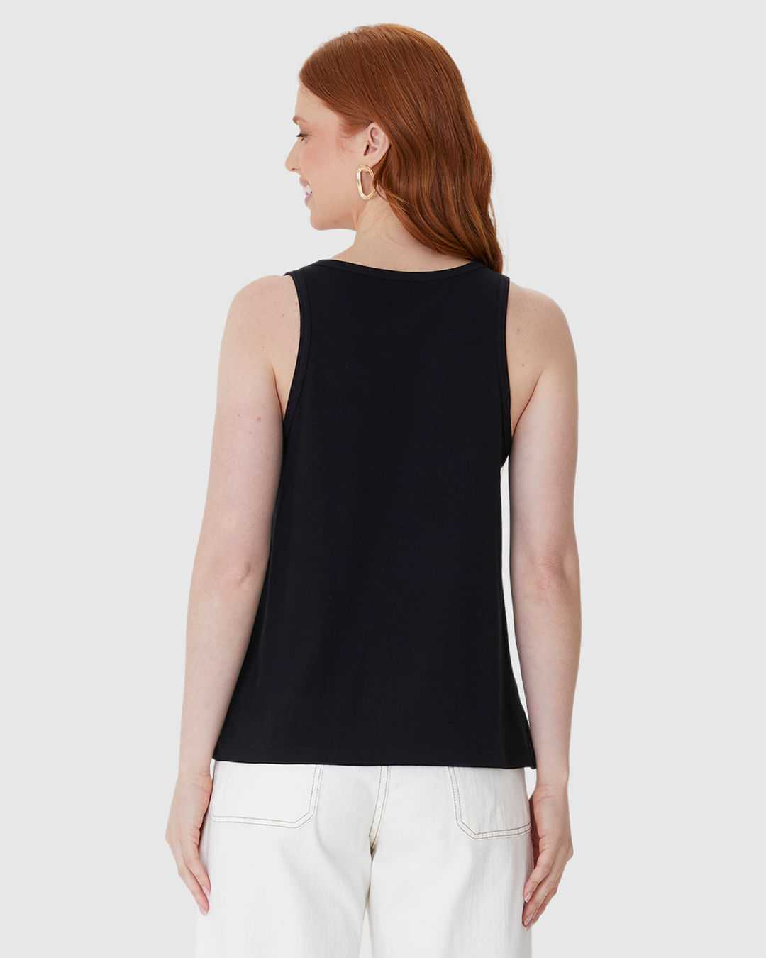 Regata Básica Feminina Alça Larga Em Malha Linho - Imagem 10