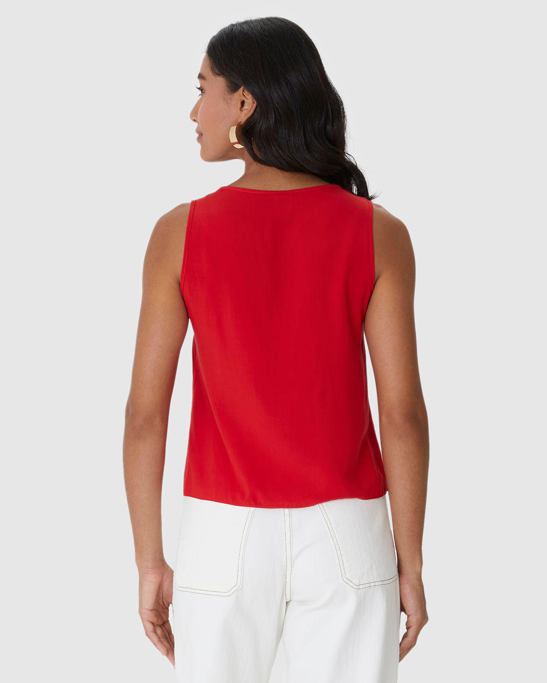 Regata Básica Feminina Long Cropped Alça Larga Em Viscose - Imagem 15