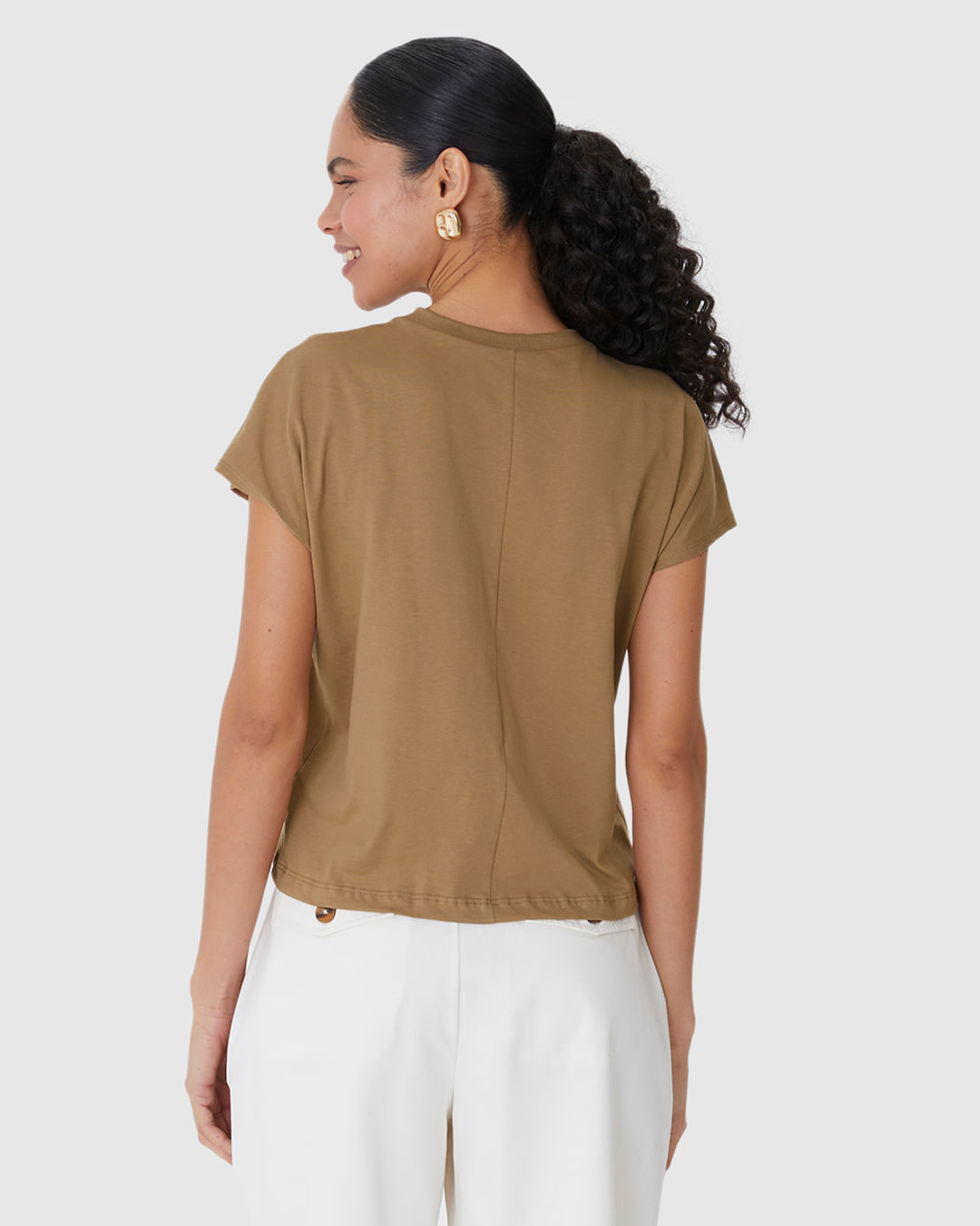 Blusa Básica Feminina Manga Curta Sem Cavas Em Malha Algodão Comfy - Imagem 20