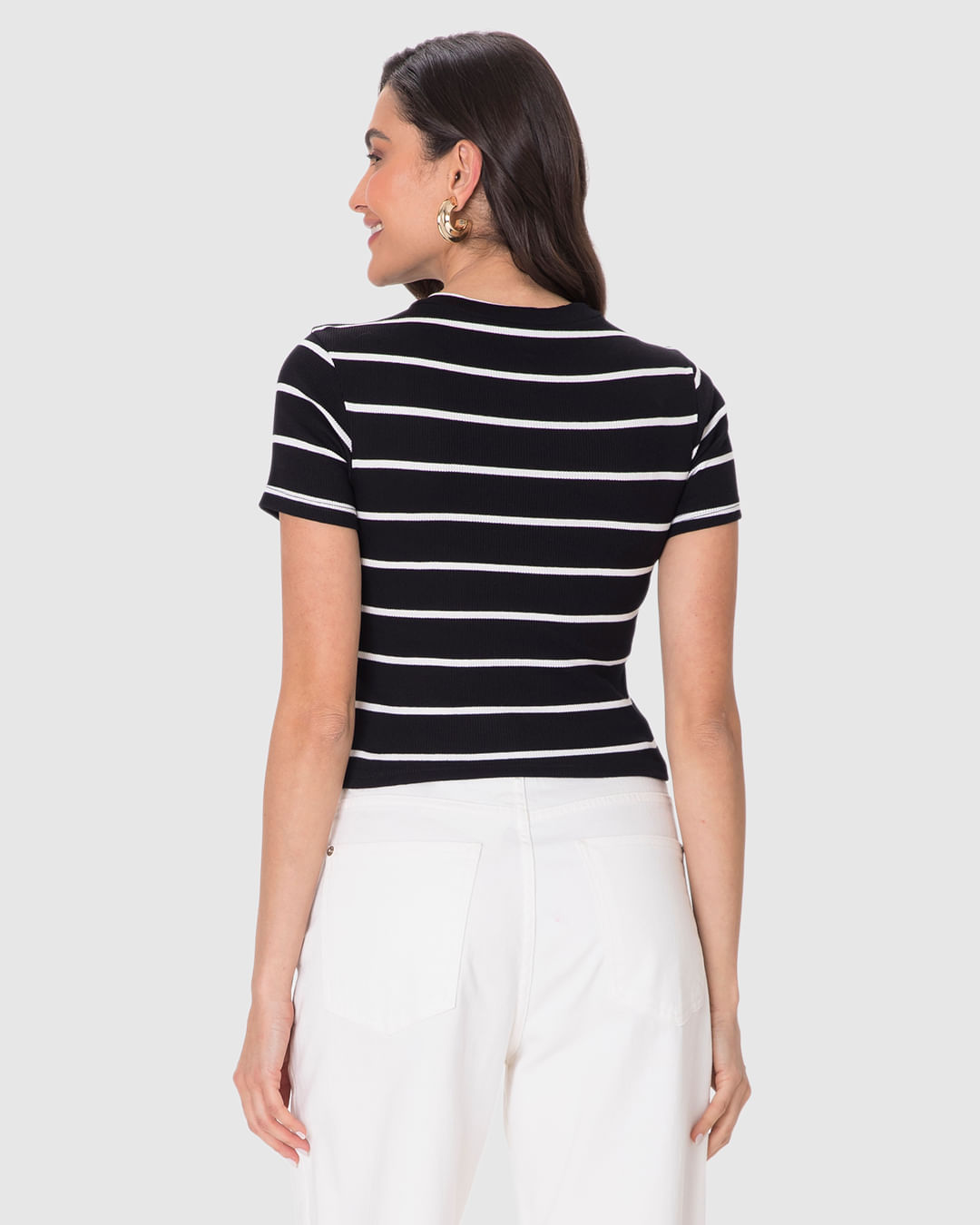 Blusa Básica Feminina Decote Redondo Em Ribana - Imagem 10